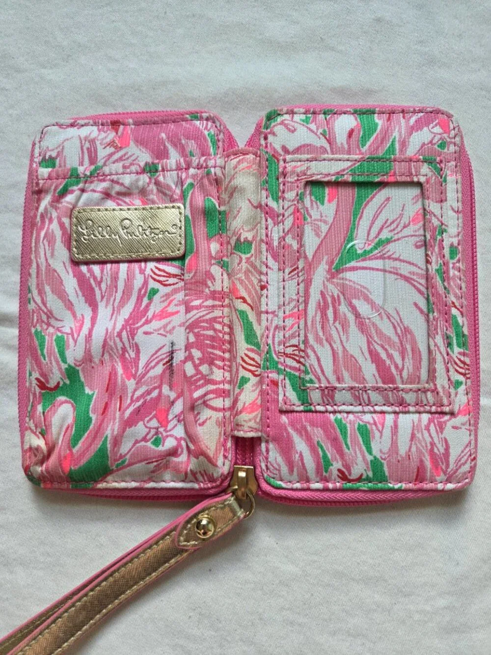 Lily Pulitzer flamingo zip around wallet